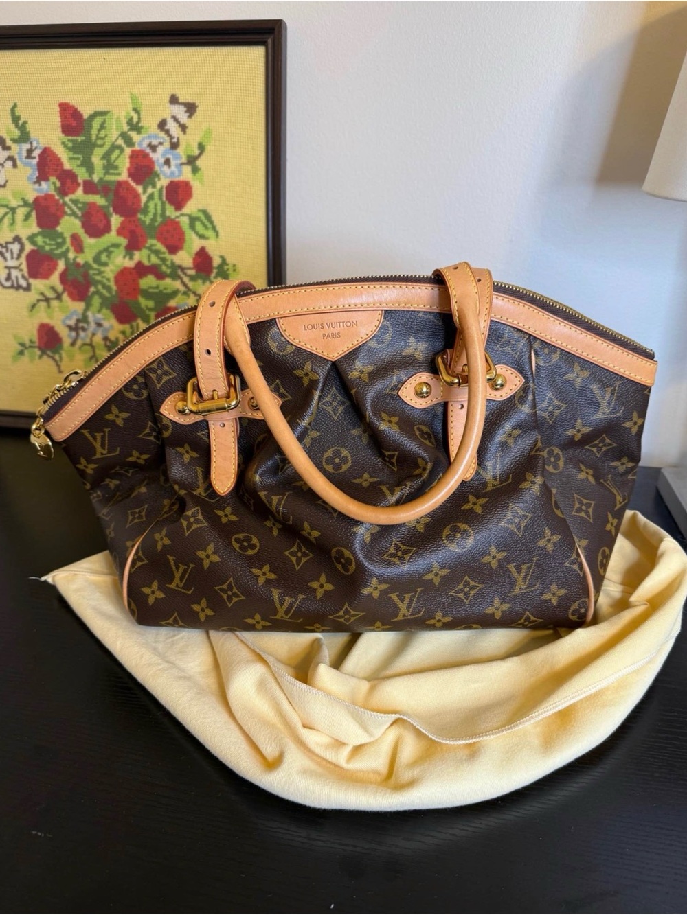 Louis Vuitton Brown Monogram Canvas Tavoli GM with Natural Vachetta Trim